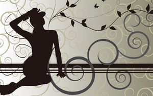 Preview wallpaper girl, leaves, pattern, silhouette