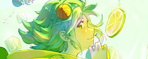 Preview wallpaper girl, lemonade, lemons, bubbles, anime