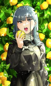 Preview wallpaper girl, lemons, citrus, garden, anime