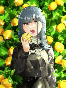 Preview wallpaper girl, lemons, citrus, garden, anime