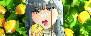 Preview wallpaper girl, lemons, citrus, garden, anime