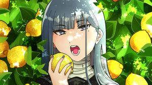 Preview wallpaper girl, lemons, citrus, garden, anime