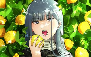 Preview wallpaper girl, lemons, citrus, garden, anime