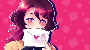 Preview wallpaper girl, letter, hearts, love, anime