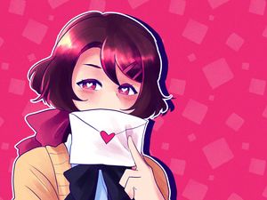 Preview wallpaper girl, letter, hearts, love, anime