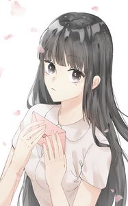 Preview wallpaper girl, letter, petals, anime, art