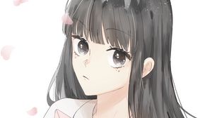 Preview wallpaper girl, letter, petals, anime, art