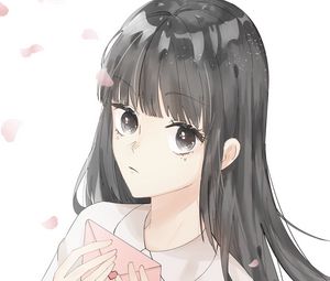 Preview wallpaper girl, letter, petals, anime, art