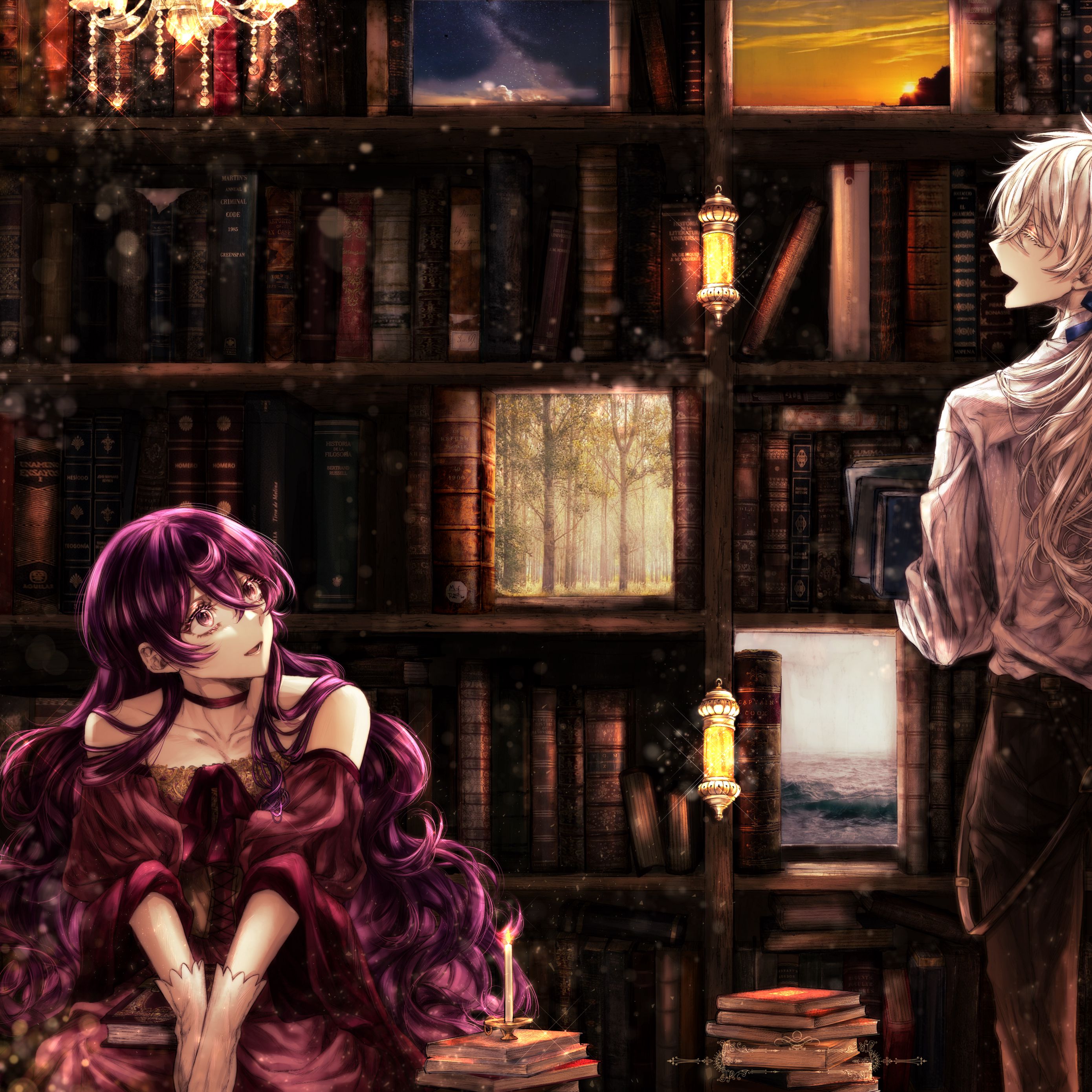 Download wallpaper 2780x2780 girl, library, books, anime, art, vintage ipad  air, ipad air 2, ipad 3, ipad 4, ipad mini 2, ipad mini 3, ipad mini 4,  ipad pro 