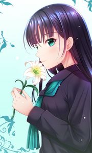 Preview wallpaper girl, lily, flower, anime, art