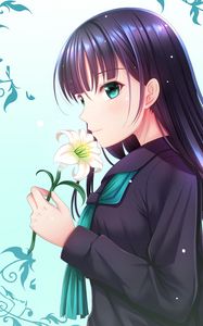 Preview wallpaper girl, lily, flower, anime, art