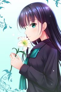 Preview wallpaper girl, lily, flower, anime, art