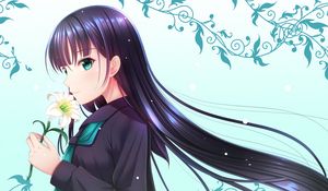 Preview wallpaper girl, lily, flower, anime, art