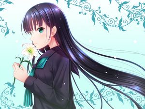 Preview wallpaper girl, lily, flower, anime, art