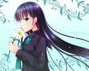 Preview wallpaper girl, lily, flower, anime, art
