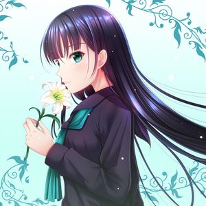 Preview wallpaper girl, lily, flower, anime, art