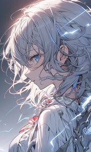 Preview wallpaper girl, lines, sparks, light, anime