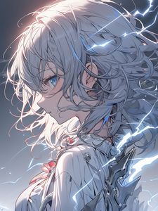 Preview wallpaper girl, lines, sparks, light, anime