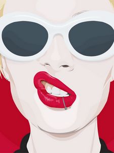 Preview wallpaper girl, lips, piercing, red