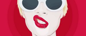 Preview wallpaper girl, lips, piercing, red