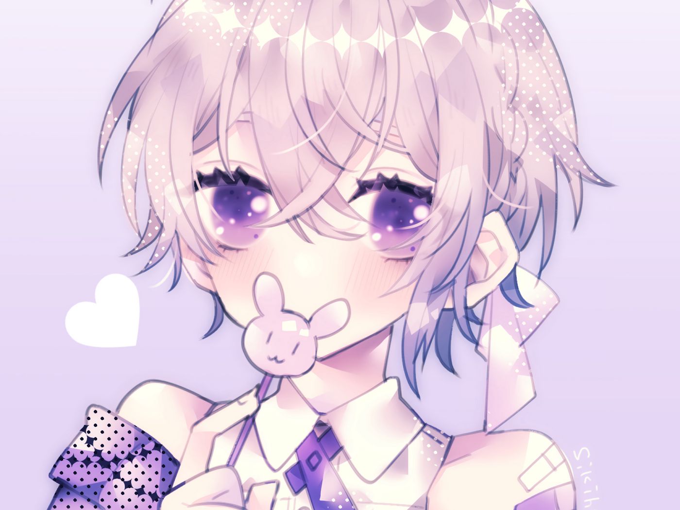 Download wallpaper 1400x1050 girl, lollipop, anime, art, purple ...