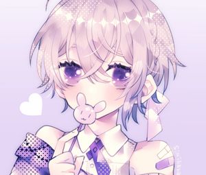 Preview wallpaper girl, lollipop, anime, art, purple