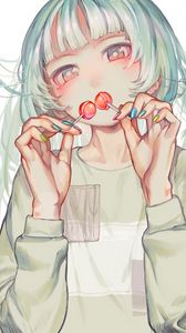 Preview wallpaper girl, lollipops, anime, art