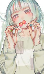 Preview wallpaper girl, lollipops, anime, art