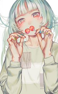 Preview wallpaper girl, lollipops, anime, art