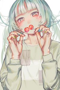 Preview wallpaper girl, lollipops, anime, art