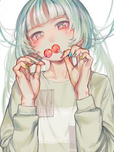 Preview wallpaper girl, lollipops, anime, art