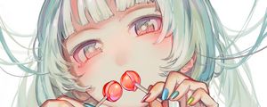 Preview wallpaper girl, lollipops, anime, art