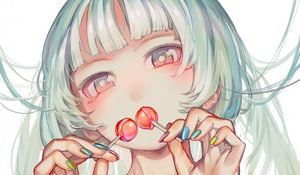 Preview wallpaper girl, lollipops, anime, art