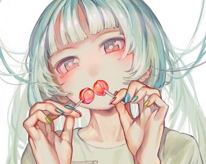 Preview wallpaper girl, lollipops, anime, art