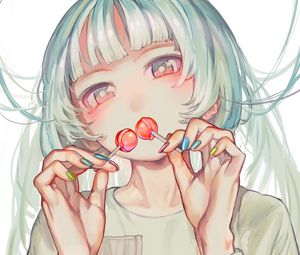 Preview wallpaper girl, lollipops, anime, art