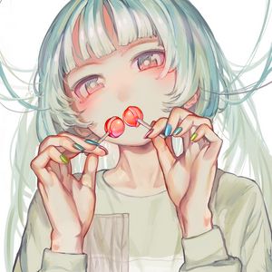 Preview wallpaper girl, lollipops, anime, art