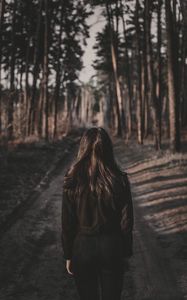 Preview wallpaper girl, loneliness, alone, back, hair