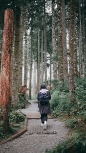 Preview wallpaper girl, loneliness, alone, path, forest