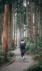 Preview wallpaper girl, loneliness, alone, path, forest