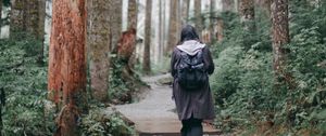 Preview wallpaper girl, loneliness, alone, path, forest