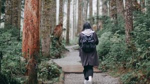 Preview wallpaper girl, loneliness, alone, path, forest