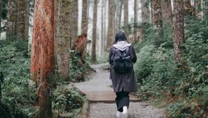 Preview wallpaper girl, loneliness, alone, path, forest