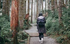 Preview wallpaper girl, loneliness, alone, path, forest