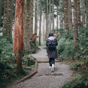 Preview wallpaper girl, loneliness, alone, path, forest