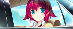 Preview wallpaper girl, look, car, sadness, trip