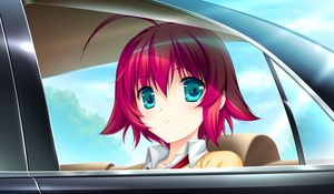 Preview wallpaper girl, look, car, sadness, trip