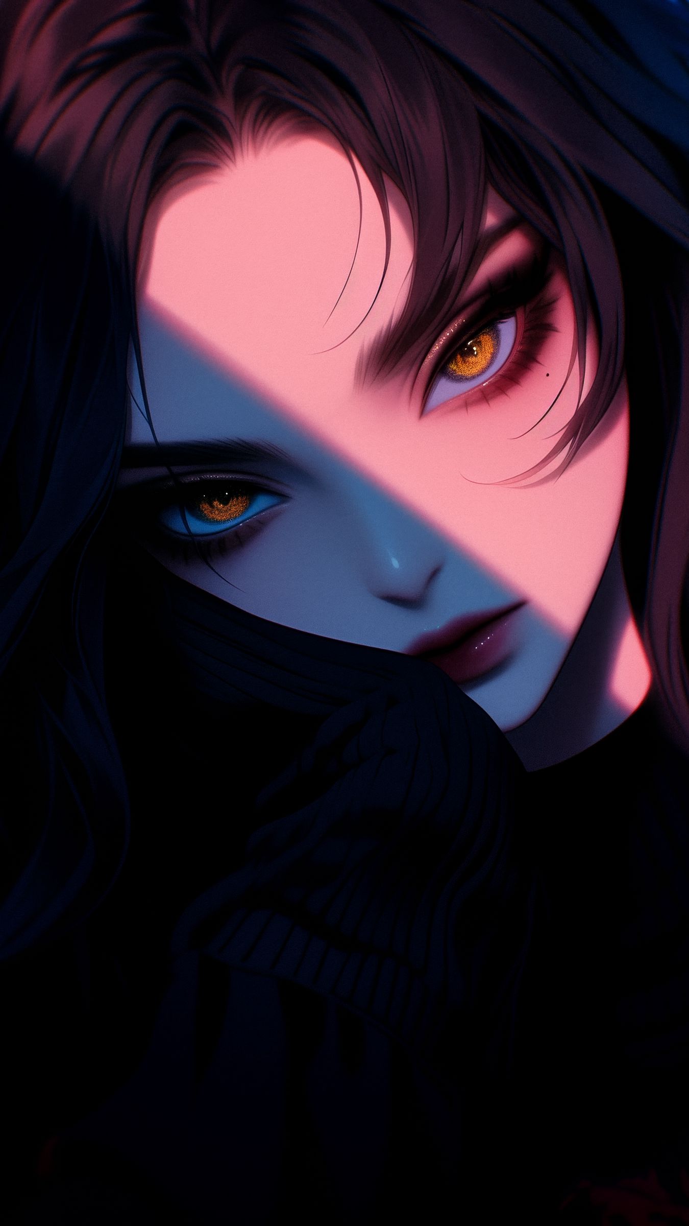 1350x2400 Wallpaper girl, look, makeup, dark, anime, art