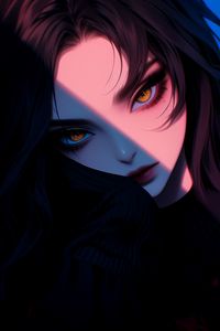 Preview wallpaper girl, look, makeup, dark, anime, art