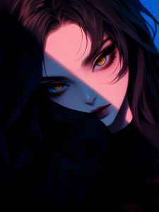 Preview wallpaper girl, look, makeup, dark, anime, art