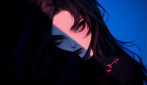 Preview wallpaper girl, look, makeup, dark, anime, art